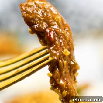 Instant Pot Mongolian Beef Recipe: Tender Beef in Sweet Garlic Sauce 4 Best Mongolian Beef on Gold Fork - Closeup Shot