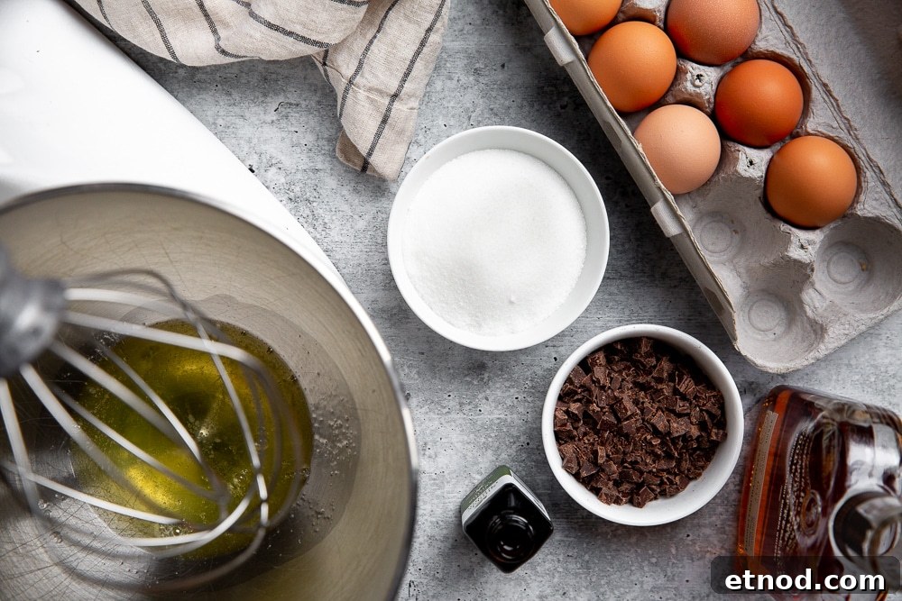 The ingredients for the pavlovas laid out on the countertop.