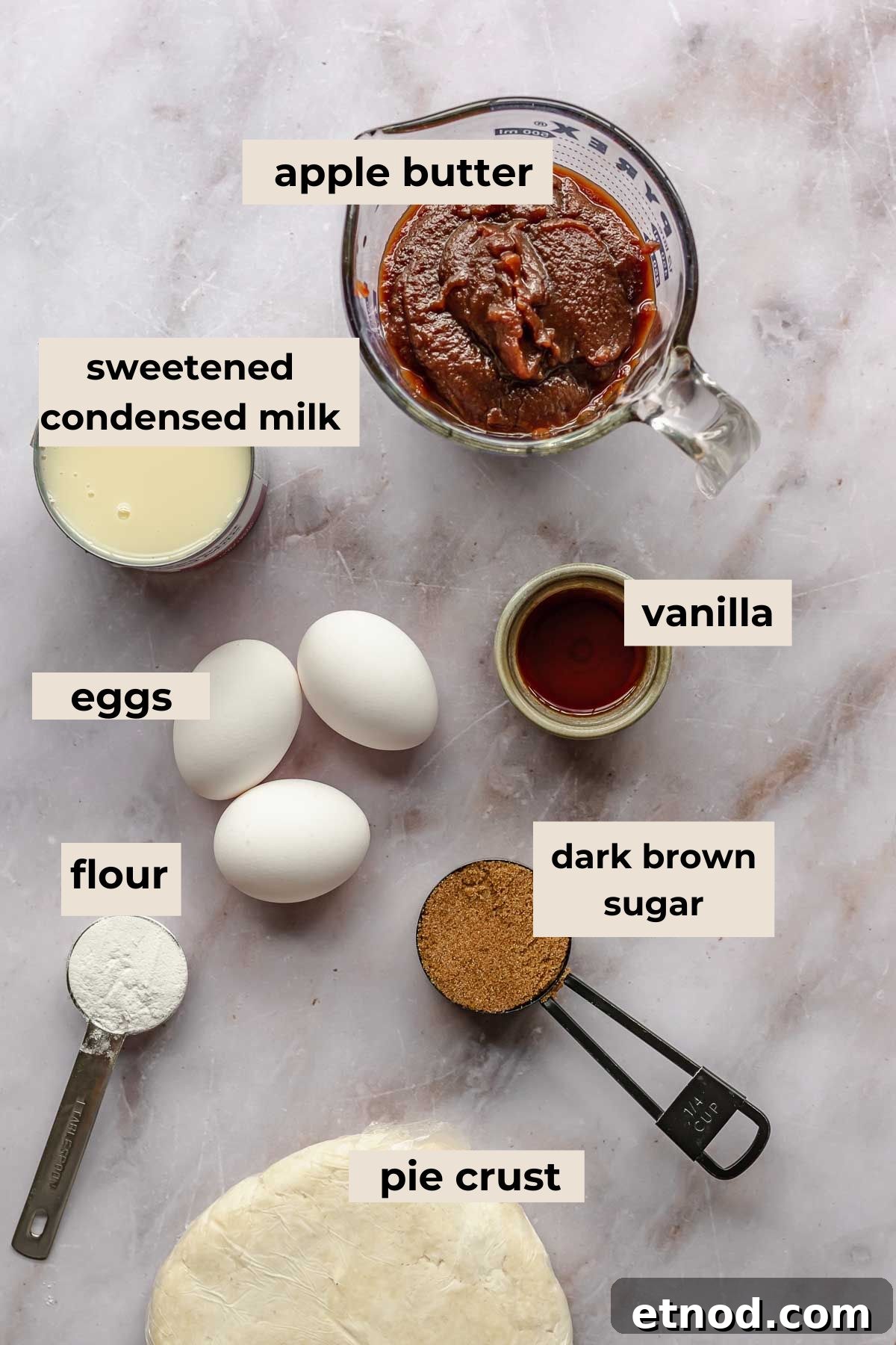 Ingredients for apple butter pie.