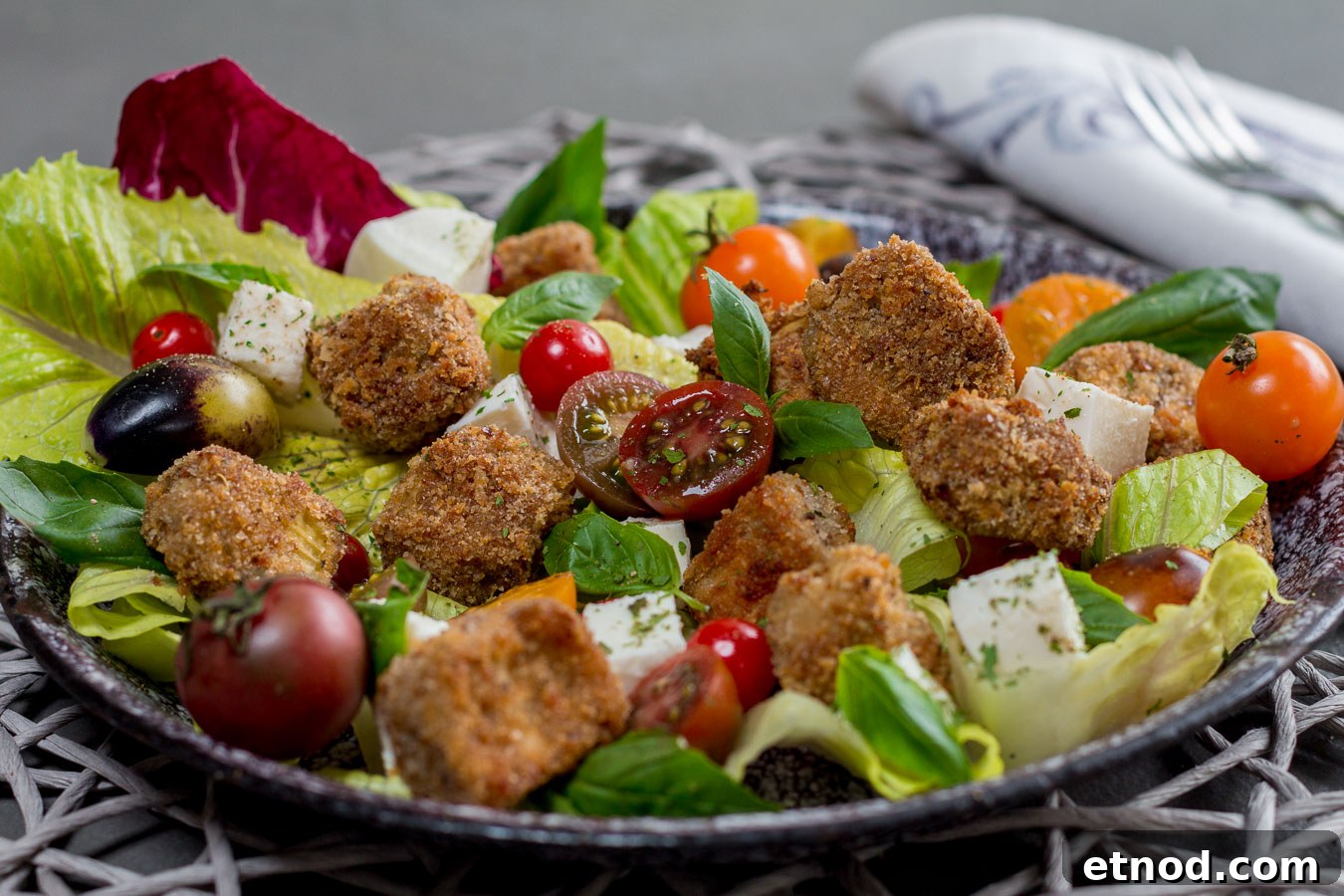 Salad drizzled with Italian dressing
