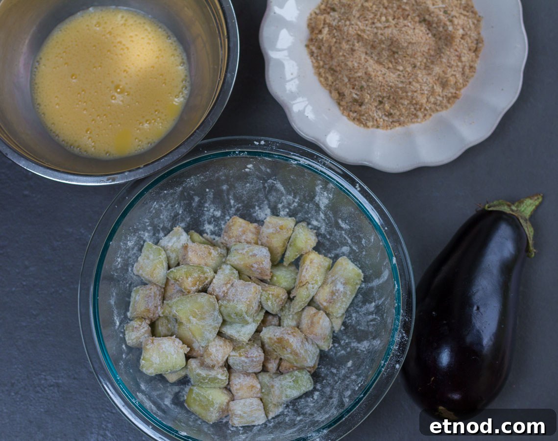 Egg-wash and breadcrumb coating