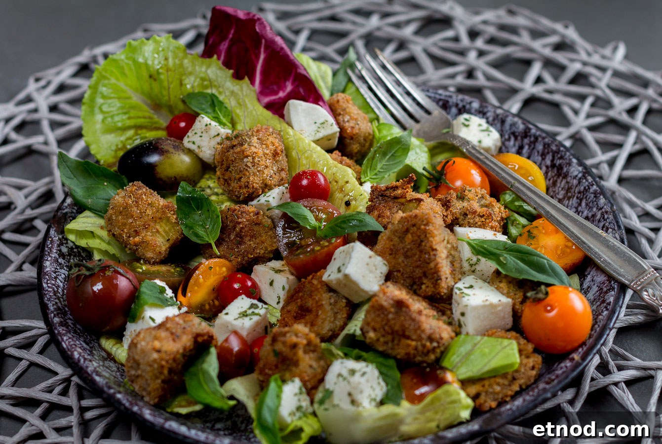 Salad tossed with basil