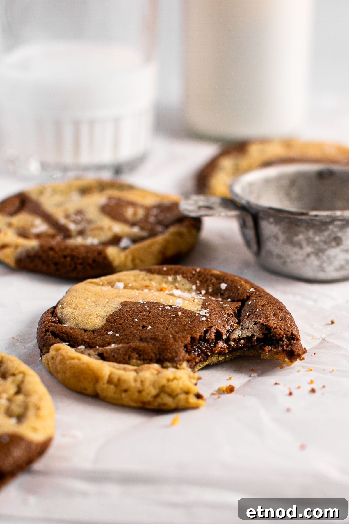 Decadent Chocolate Marble Cookies Recipe — Swirled Cocoa Treats 15 Marble cookies with flaky salt