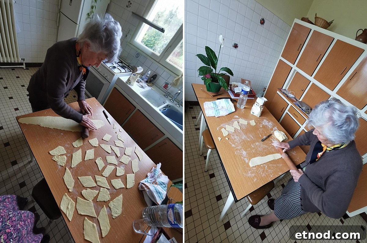 Claire Marie's grandmother making Russeroles (bugnes) at her home in the Loire Valley