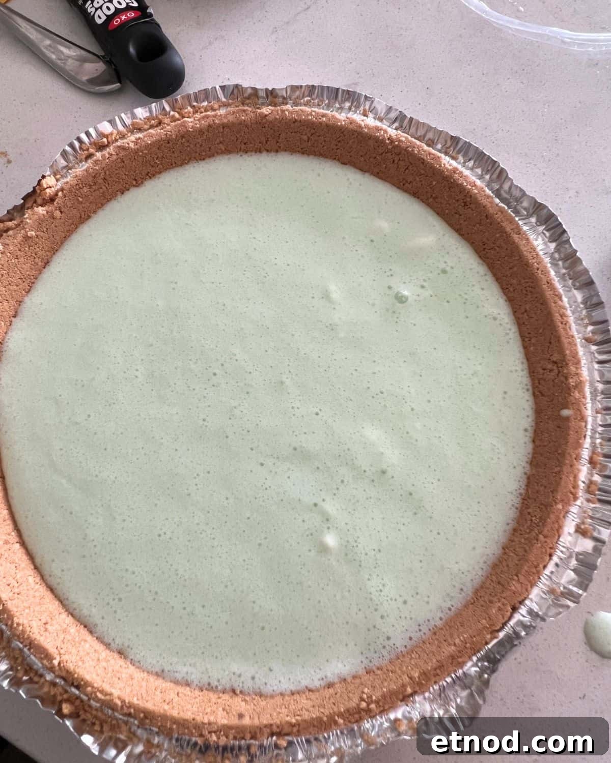 Lightened Key Lime Pie Recipe with Jell-O for Weight Watchers 6 Pie mixture in ready made graham cracker crust.