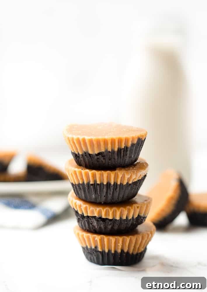 Healthy dark chocolate peanut butter cups with no refined sugar! Healthy dessert for your sweet tooth