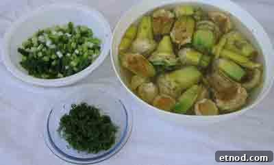 Greek Beef with Artichokes Recipe (Moschari me Agkinares) 14 Artichokes, scallions and dill for beef wth artichokes moschari-me-agkinares