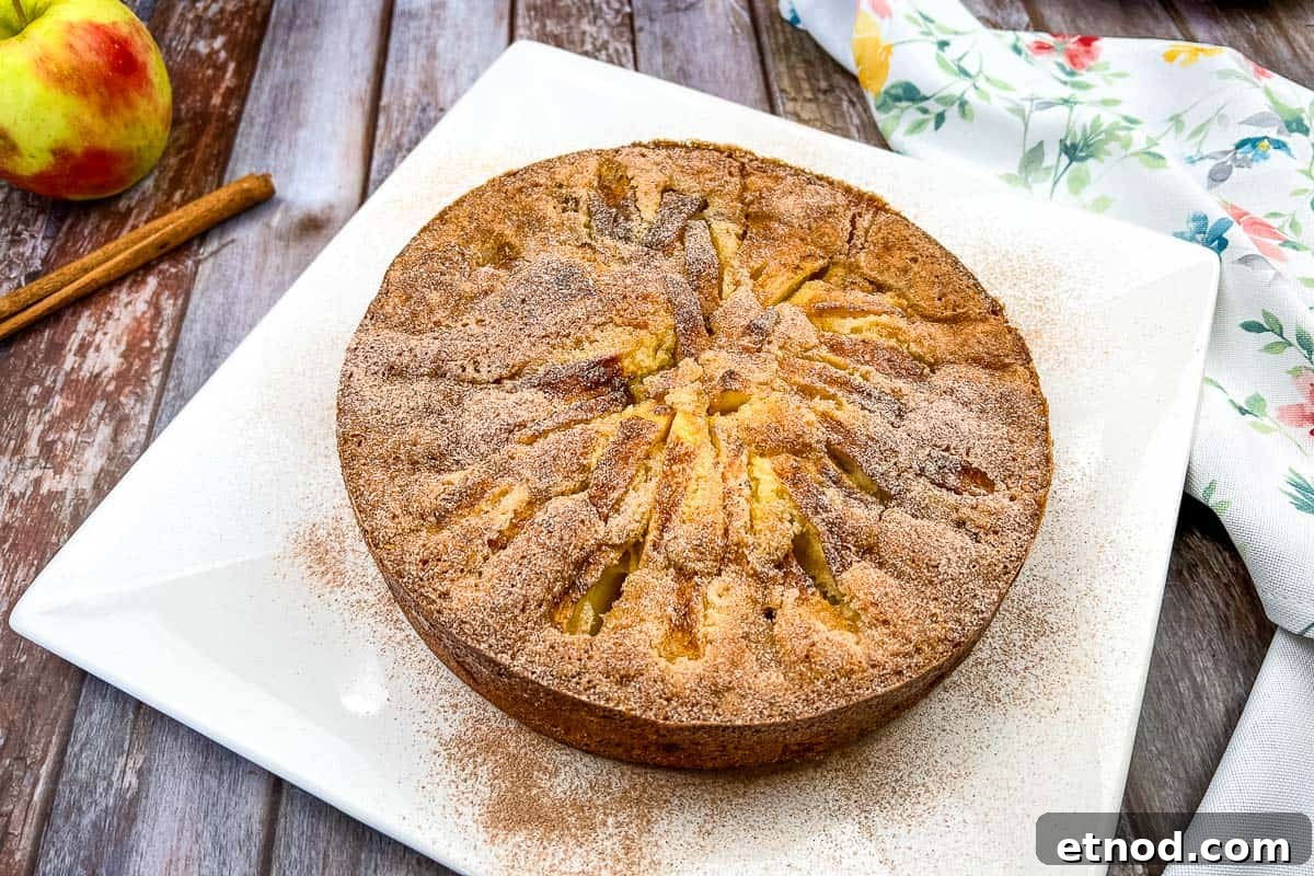 21 Quirky-Looking Desserts That Disappear First at Parties 6 An apple cake on a white plate with cinnamon sticks.