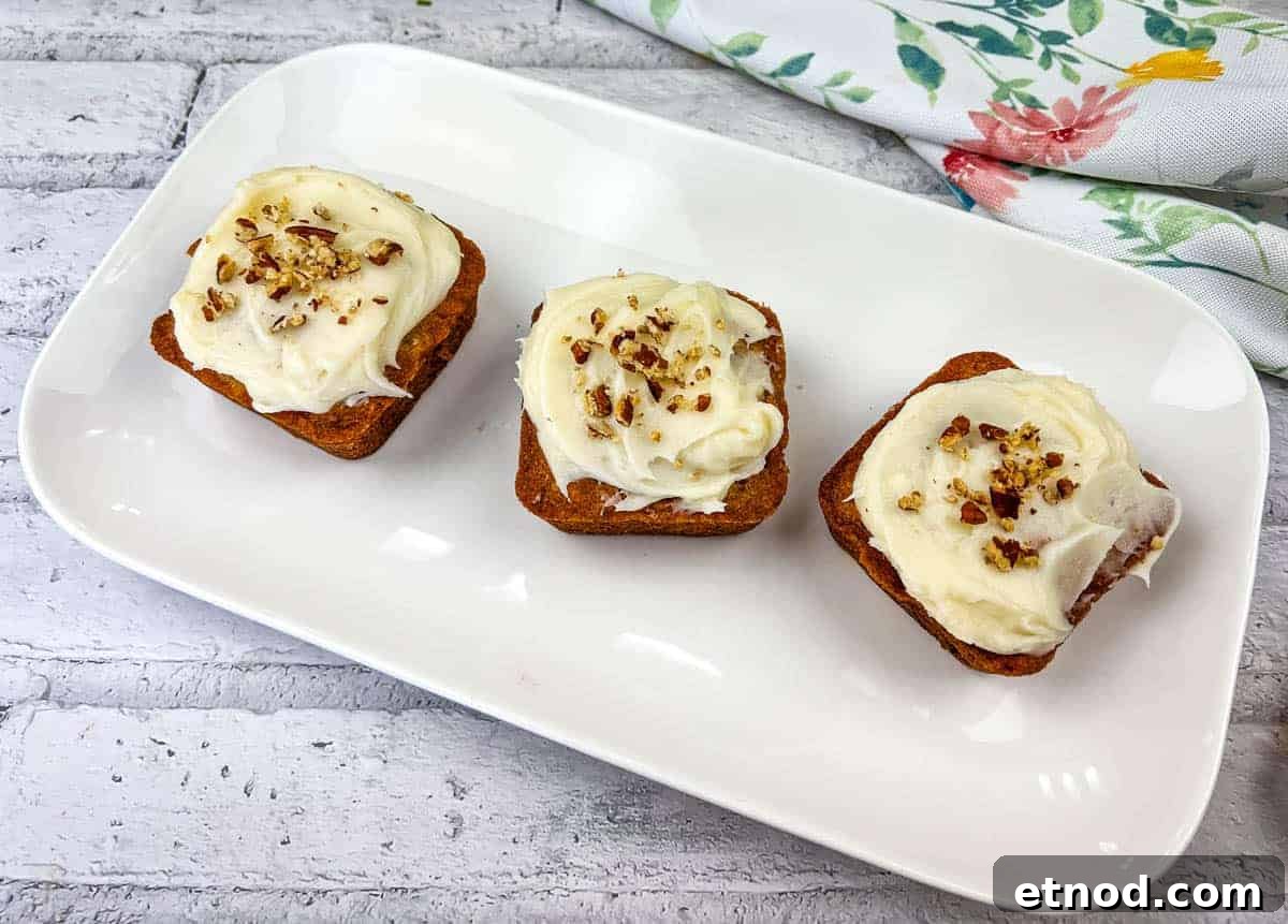 21 Quirky-Looking Desserts That Disappear First at Parties 8 Three mini hummingbird cake on a white plate.