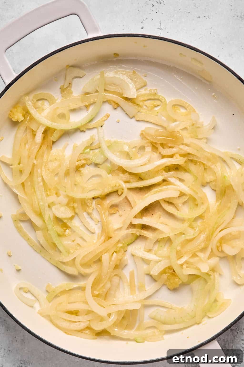 cooked onion and garlic in a skillet.