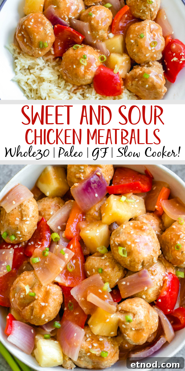 Sweet and sour chicken meatballs cooked in a slow cooker Sweet and sour chicken meatballs cooked in a slow cooker