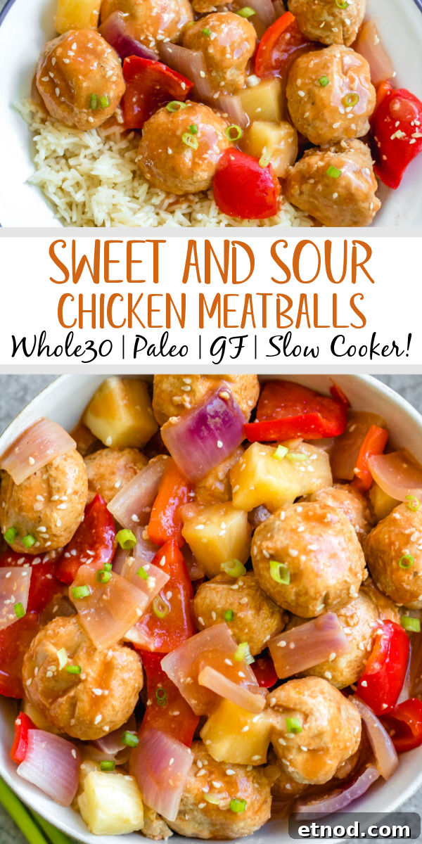 Slow Cooker Sweet and Sour Chicken Meatballs (Whole30, Paleo, GF) 7 Extra recipe image