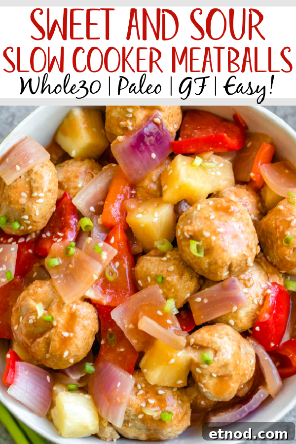 Slow Cooker Sweet and Sour Chicken Meatballs (Whole30, Paleo, GF) 8 Extra recipe image