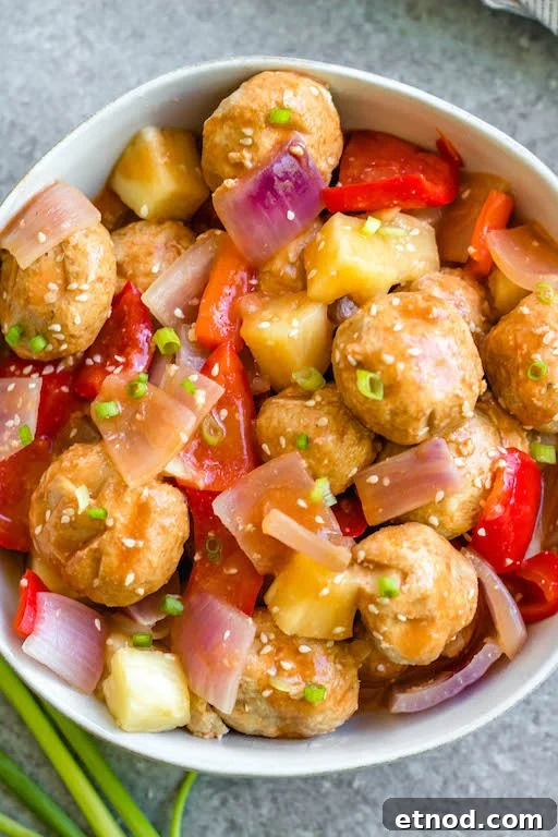 Slow Cooker Sweet and Sour Chicken Meatballs (Whole30, Paleo, GF) 6 Served sweet and sour meatballs with vegetables