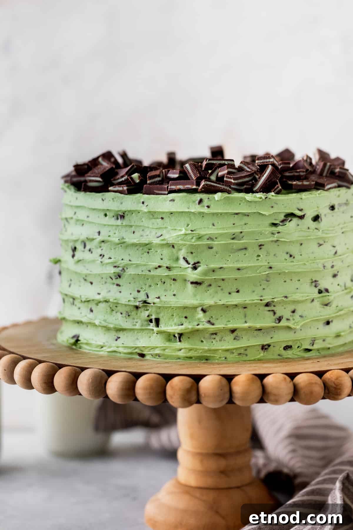 Andes Mint Chocolate Cake Recipe: Rich, Decadent Layer Cake 11 Chocolate mint cake on a cake stand.