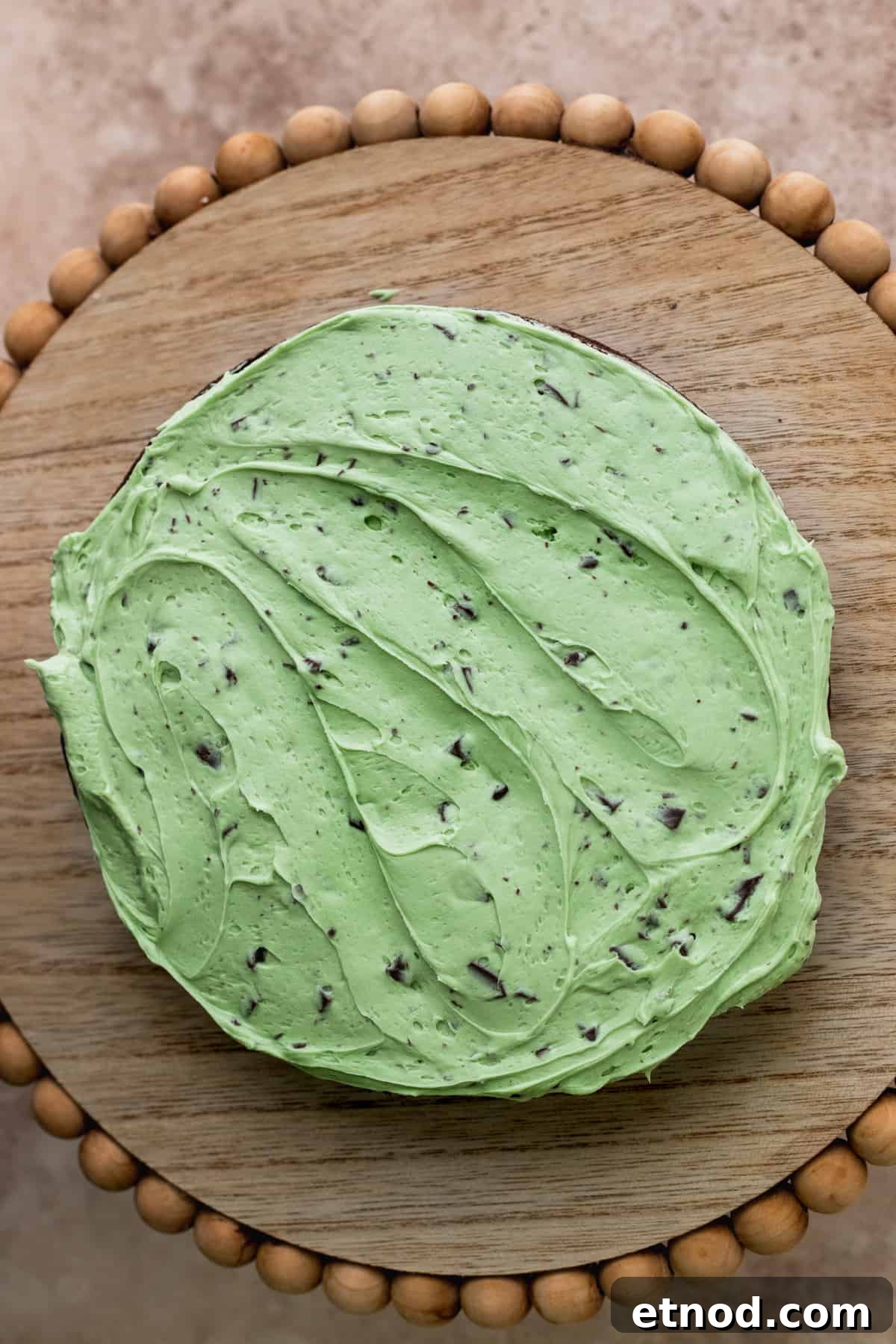 Andes Mint Chocolate Cake Recipe: Rich, Decadent Layer Cake 9 Frosting on top of 1 cake layer.