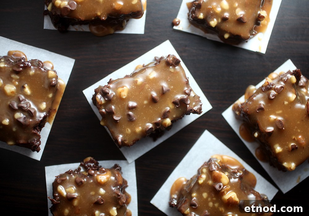 Salted Caramel Crunch Brownies with Chocolate Swirls 7 Caramel Brownies