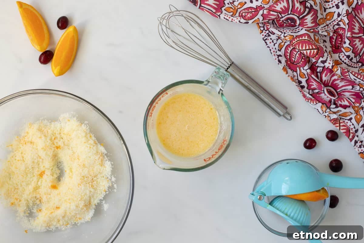 Cranberry Quick Bread Recipe Fresh orange juice and milk mixed together in small glass measuring cup to equal enough liquid for quick bread recipe